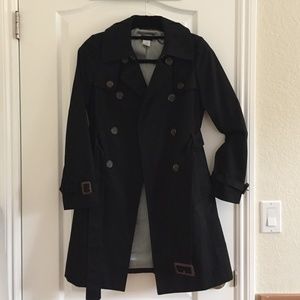 J. Crew Factory Trench Coat with Belt in Black